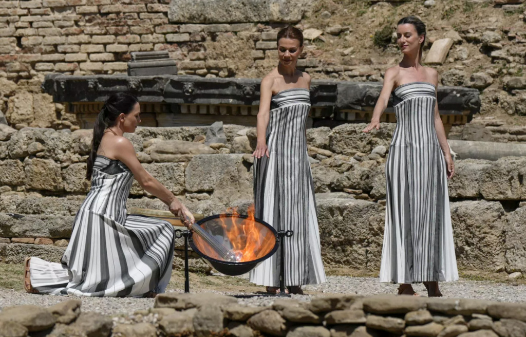 Flame lighting ceremony for 2024 Summer Olympics