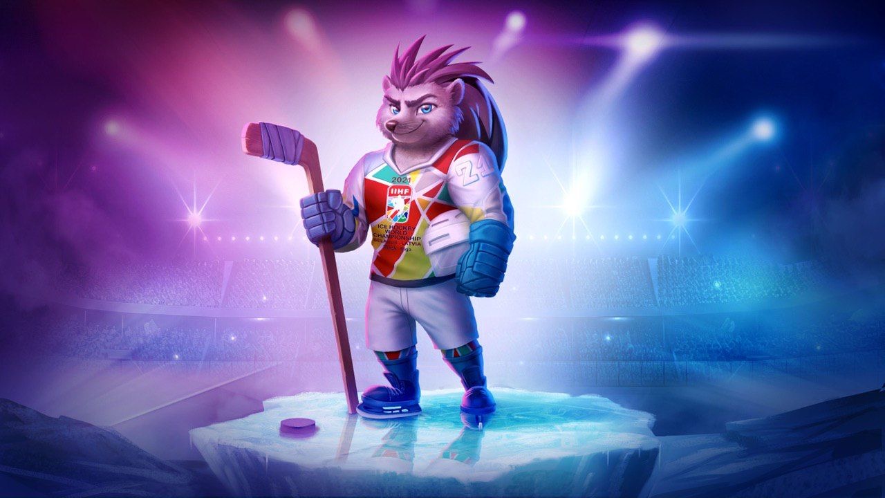 Spiky the Hedgehog is the mascot of the 2021 Ice Hockey World Championship